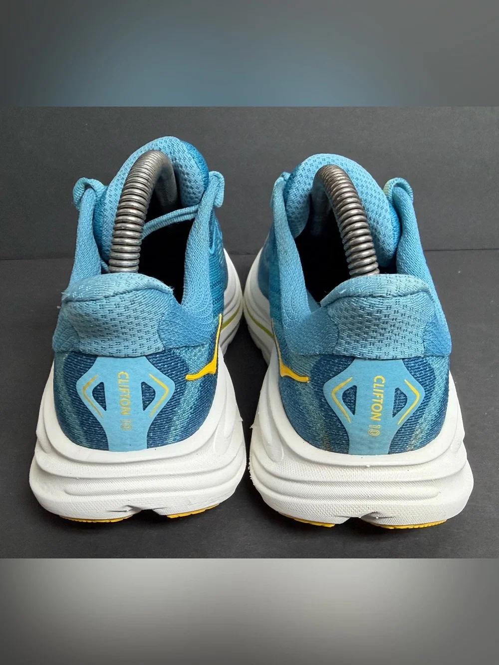 Hoka Clifton 10 Big Kids Running Shoes Blue Yellow 1168860 ALF Size 5Y Women 6.5